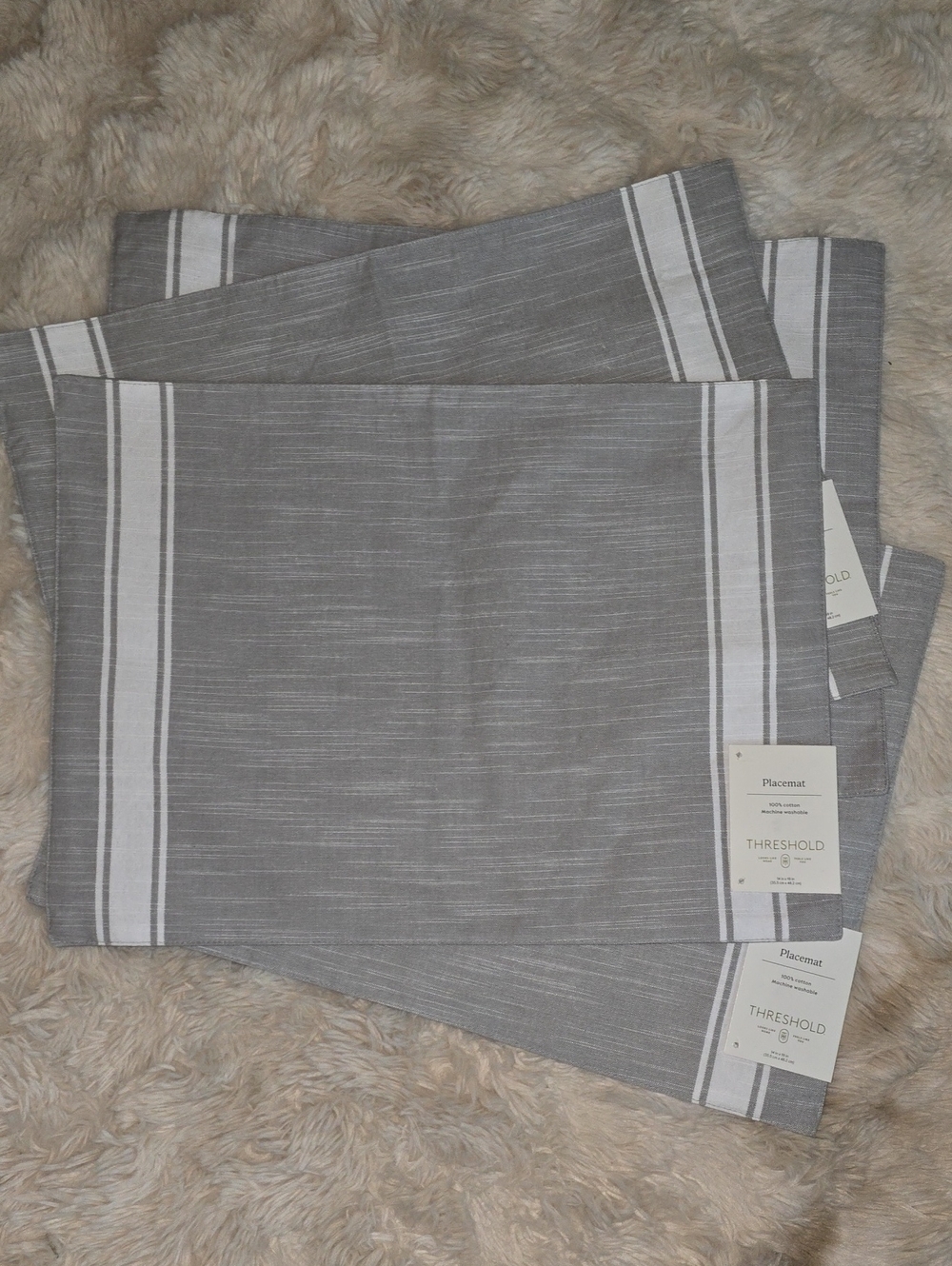 Threshold Gray With White Stripe 14" X 19" Set Of 4